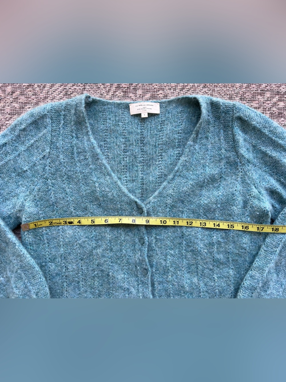 Sézane Antonetta Cardigan Island Blue Super Kid Mohair Wool Small - Picture 4 of 8